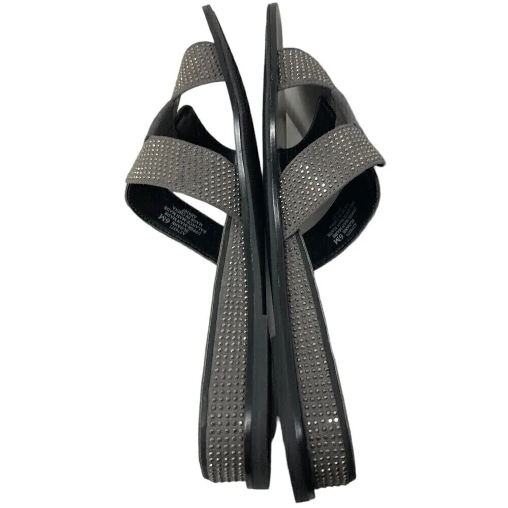 NEW Judith Ripka Sloane Slide Sandals Women's Size 6 M Embellished Gray